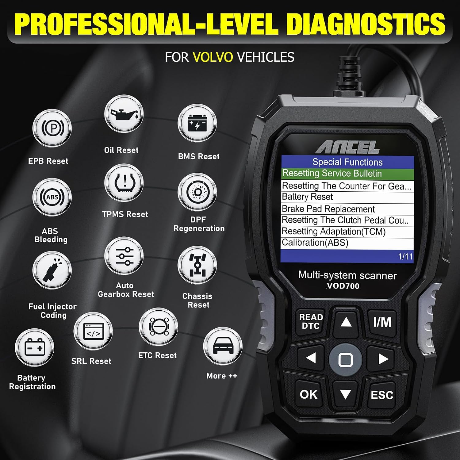 ANCEL VOD700 オールシステム OBD2 スキャナー（ボルボ車用）取扱説明書
